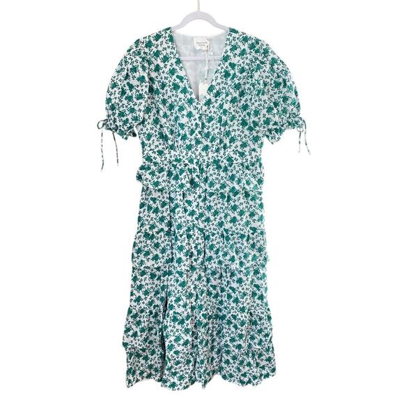 Tuckernuck Hyacinth House Green Floral Irenea Midi Dress Puff Sleeve Button Down - Picture 6 of 9